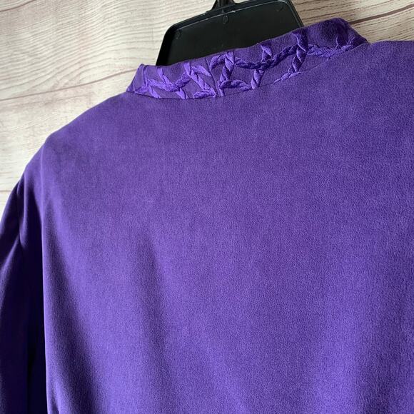 Koret Vintage Purple Blazer Jacket Stretch Embroidered Front Square Button Sz 18 - Picture 16 of 16